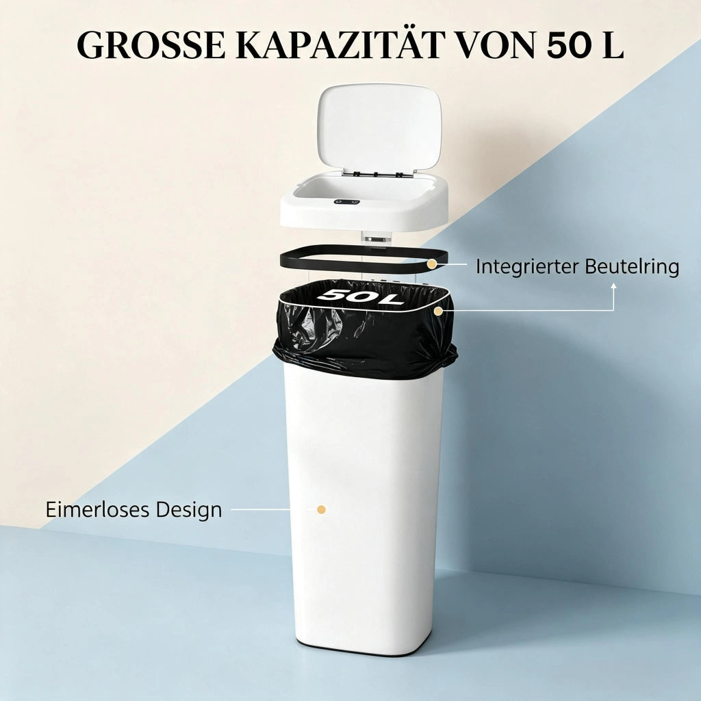 Pattumiera da cucina automatica con sensore, verticale e alta. Include solo il bidone della spazzatura.