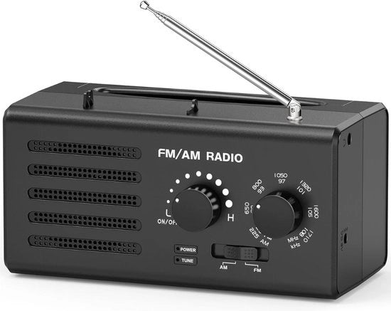 Radio Trasmettitrice AM/FM Portatile Miglior Ricezione Carica via USB Alimentazione Cuffie Portatili Camping Casa