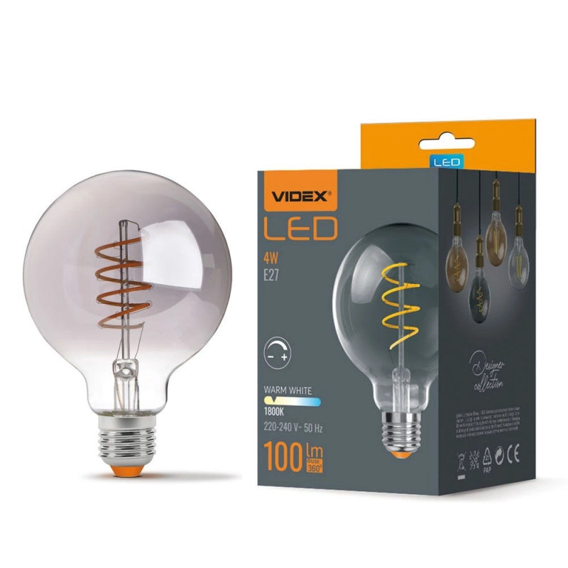 Lampadina LED Filamento G95 4W E27 dimmer 1800K Videx