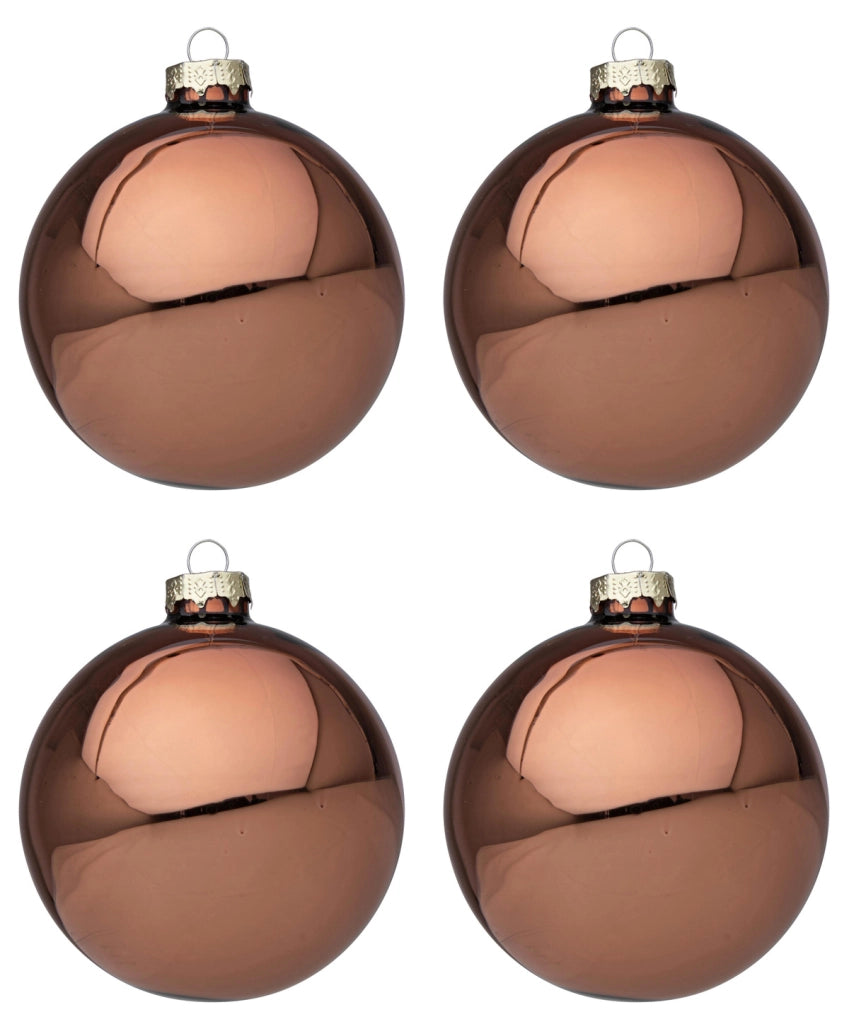 Palline di Natale in Vetro Argilla Lucido Marrone Addobbi Decorazioni Albero Diametro: 100 mm