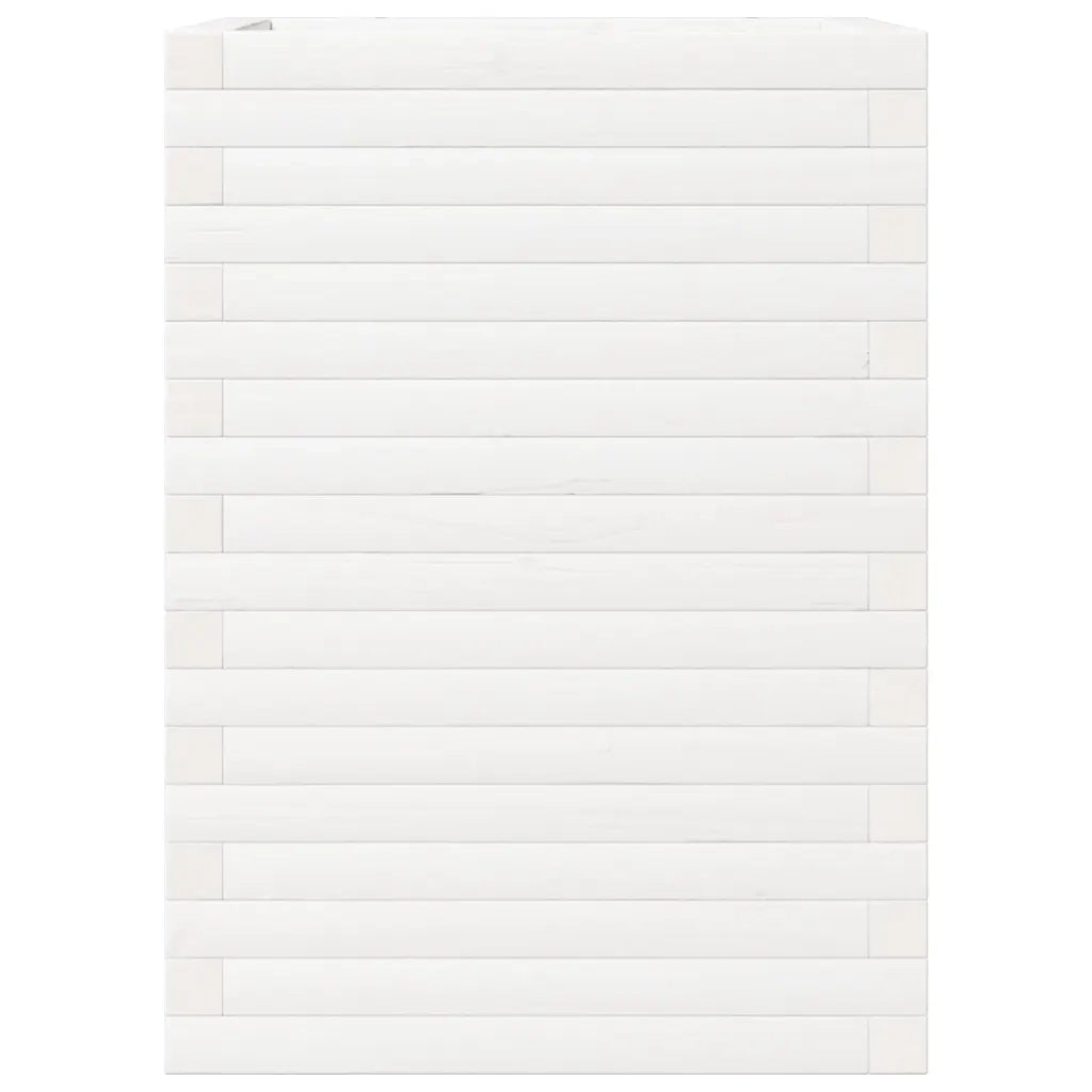 Fioriera da Giardino Bianca 50x50x68,5cm Legno Massello di Pino