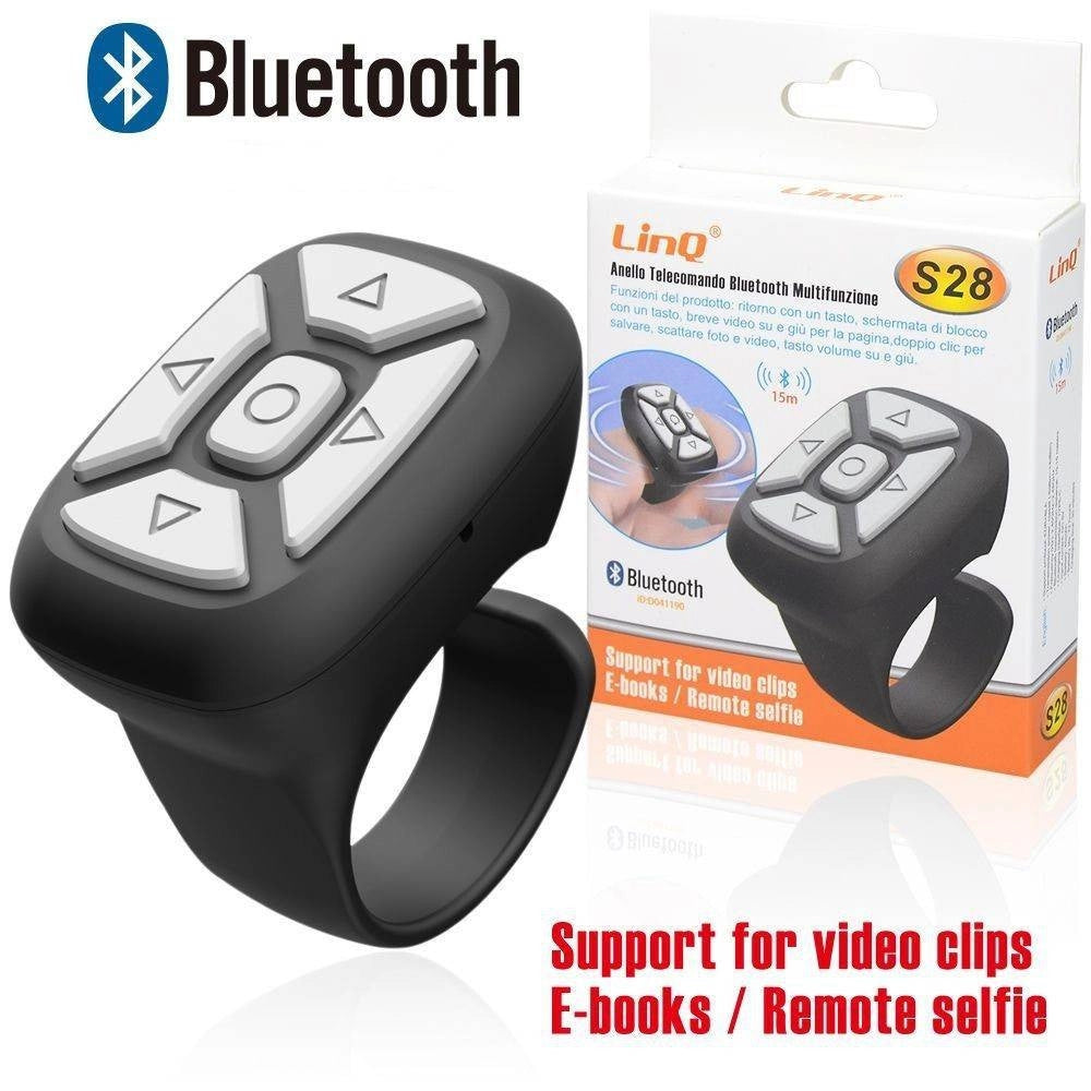 Trade Shop - Anello Telecomando Bluetooth 15m Multifunzione Supporto Per Video Foto E-book S28 -