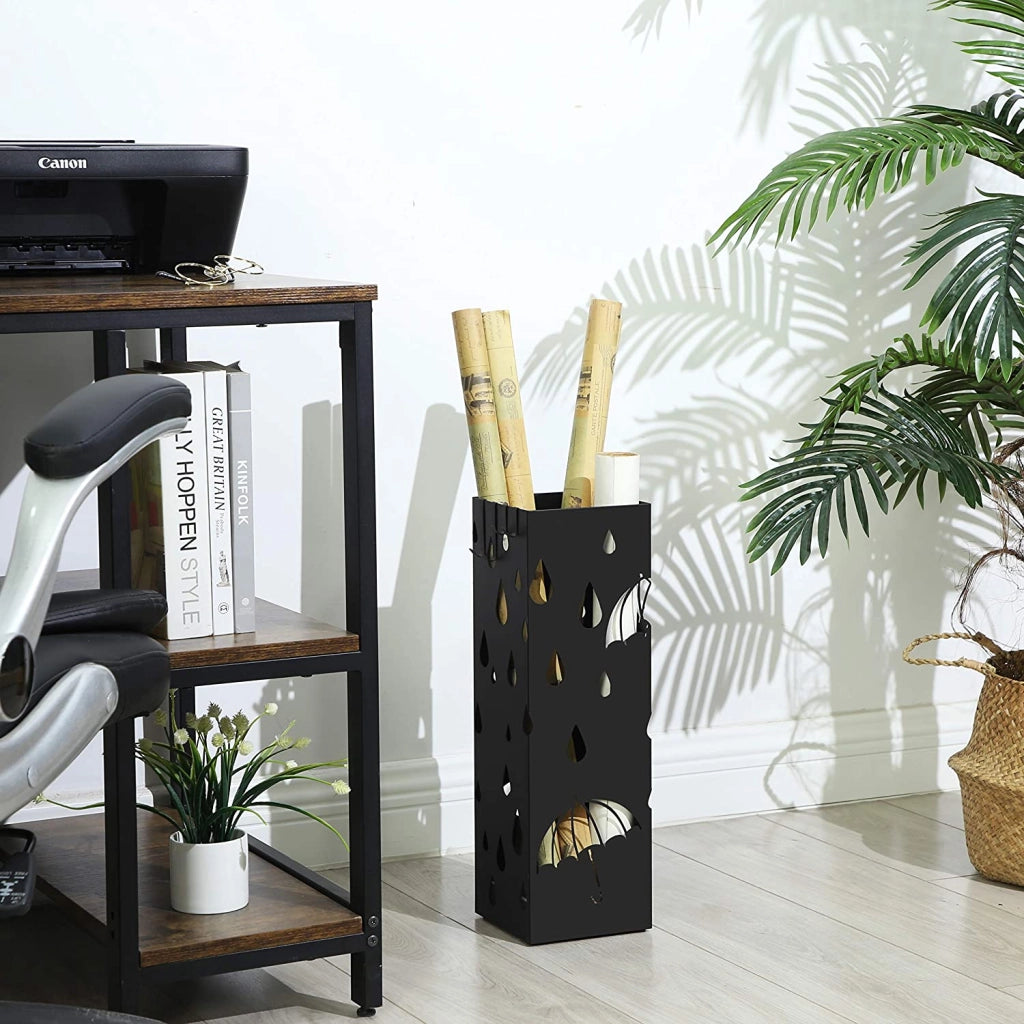 Portaombrelli Valora LUC49B in metallo nero dal design moderno per l'ingresso