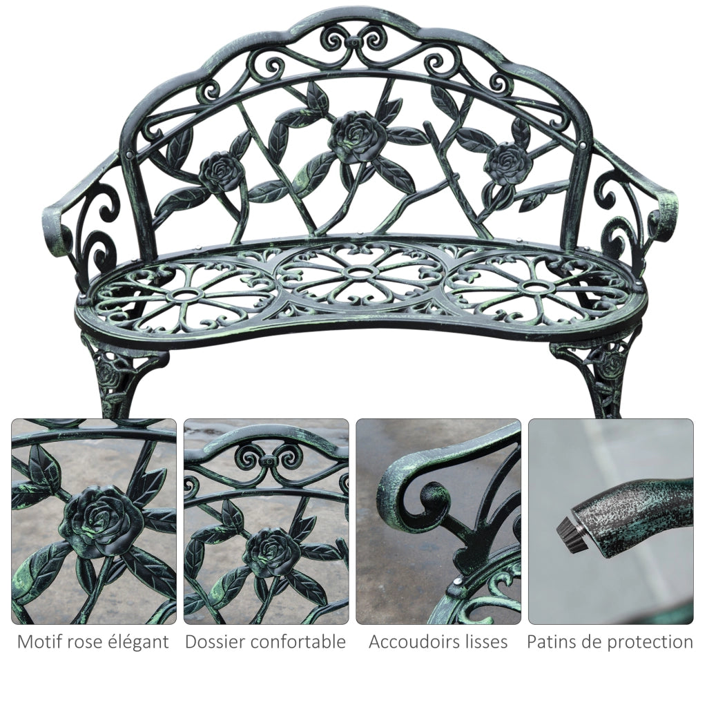 Panchina 2 Posti Giardino ¨C Zephmum ¨C Verde Fuso Alluminio 100x54x78 cm