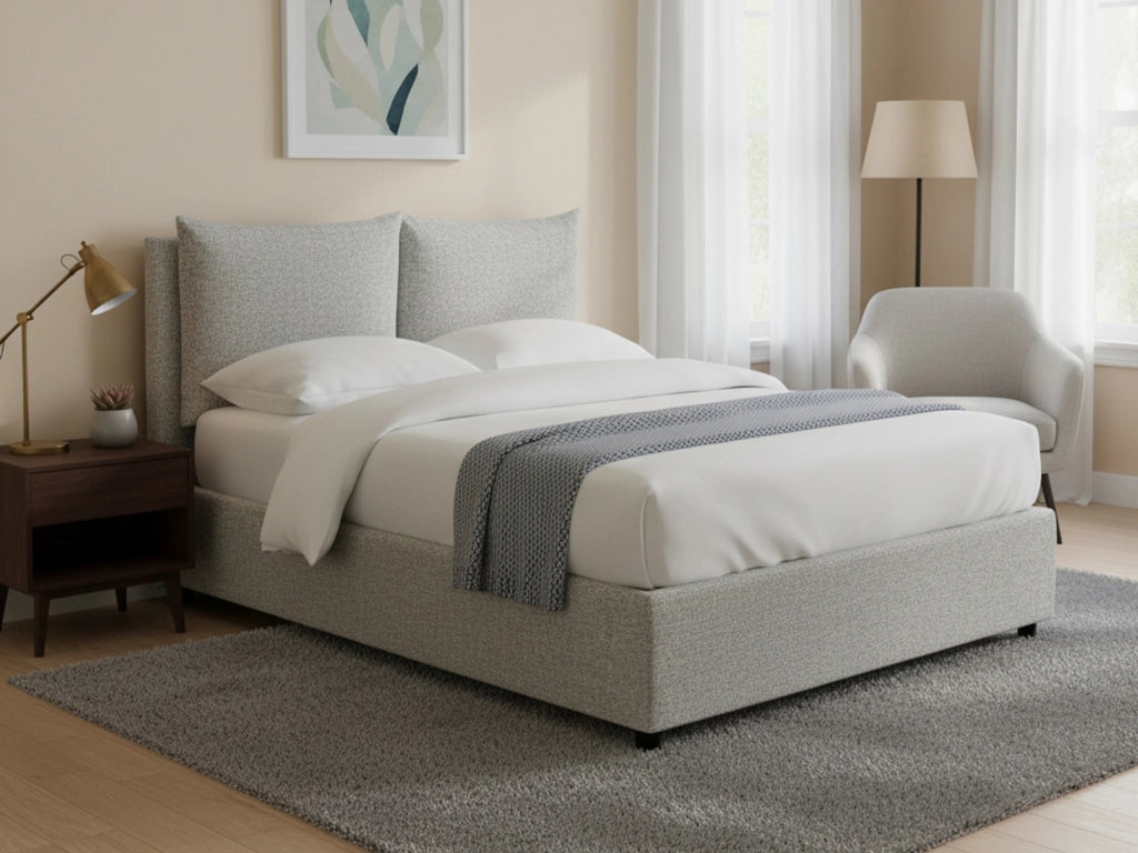 Formby, Letto Matrimoniale Sfoderabile Made in Italy, Grigio Chiaro