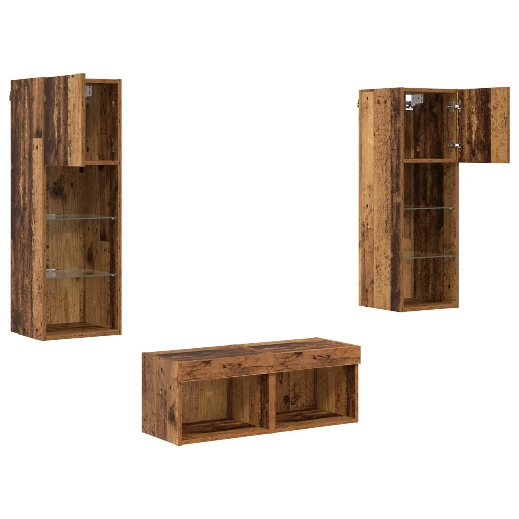 Mobiletti TV da Parete 4 pcs Rovere artigianale 3402917