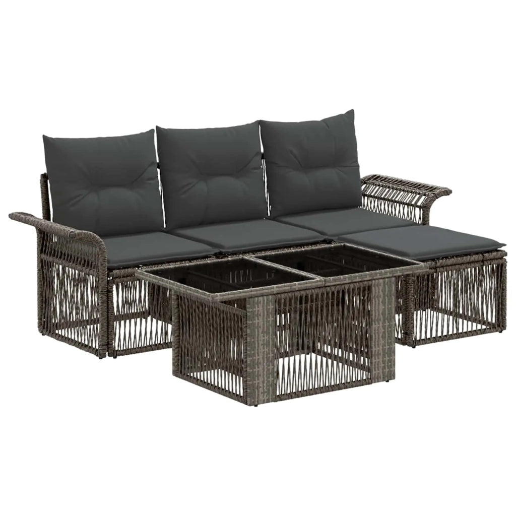 Set Divano da Giardino 5 pz Grigio e Grigio Scuro polyrattan 3436628