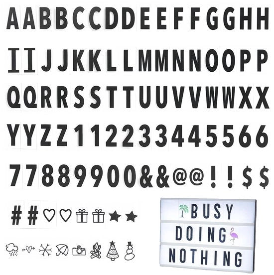 Set di simboli di lettere da 96 - Carte multicolori - Scatola di illuminazione A3/A4/A5 - PET - Decorazione - Messaggi creativi - Scatola di illuminazione di lettere
