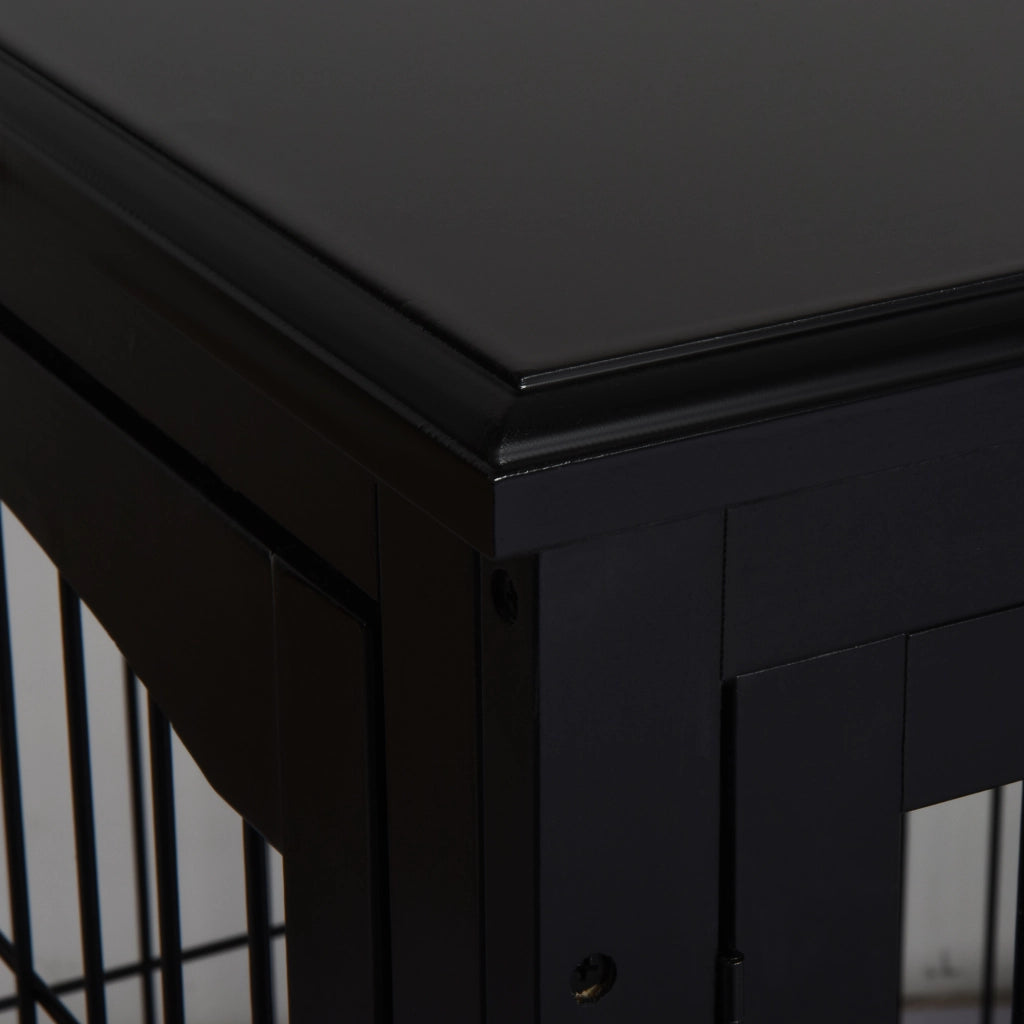 Casetta da giardino con piano d’appoggio e due ingressi in MDF e metallo nero 58,5 × 81 × 66 cm