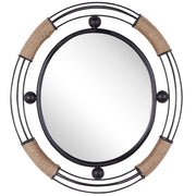 Specchio da parete in legno chiaro rotondo 60 cm con cornice in legno massello fatto a mano geometrico rustico