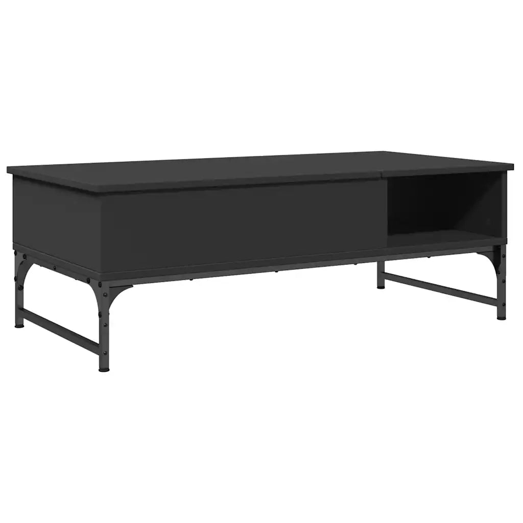 Tavolino salotto | Tavolino da caff¨¨ | Tavolino da Soggiorno Nero 100x50x35 cm Legno Multistrato e Metallo