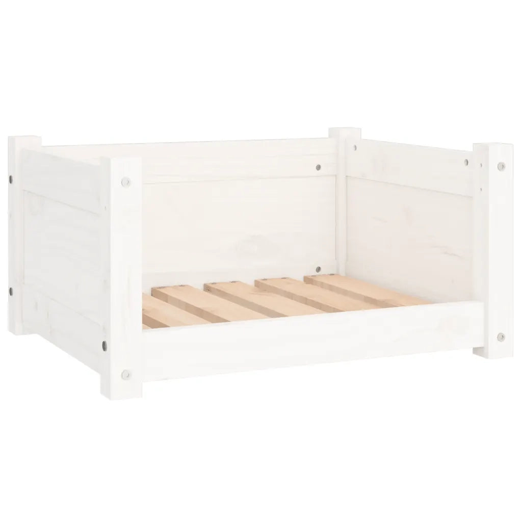 Letto per cani bianco 55,5x45,5x28 cm in legno di pino massiccio 821443
