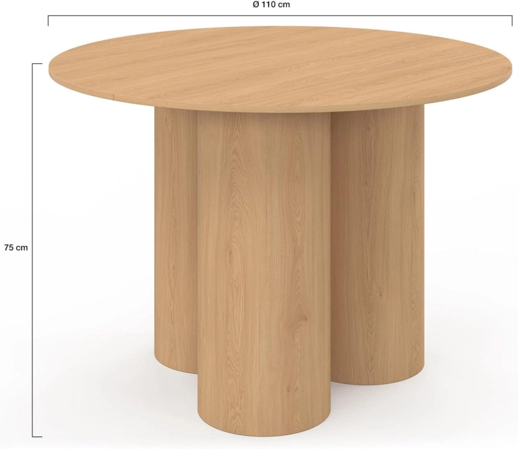 Tavolo da pranzo rotondo Eloise piede centrale cilindrico 6 persone faggio 110 cm