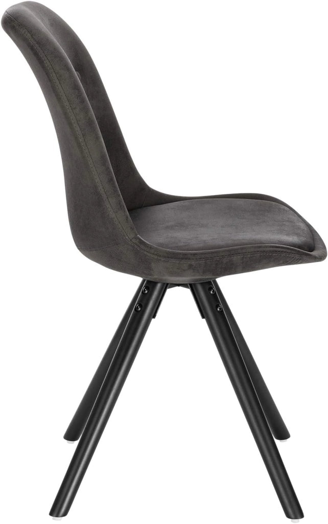 Set di 4 Sedie da Pranzo Stile Retrò Seduta Imbottita con Schienale Senza Braccioli in Tessuto Antracite BH268an-4