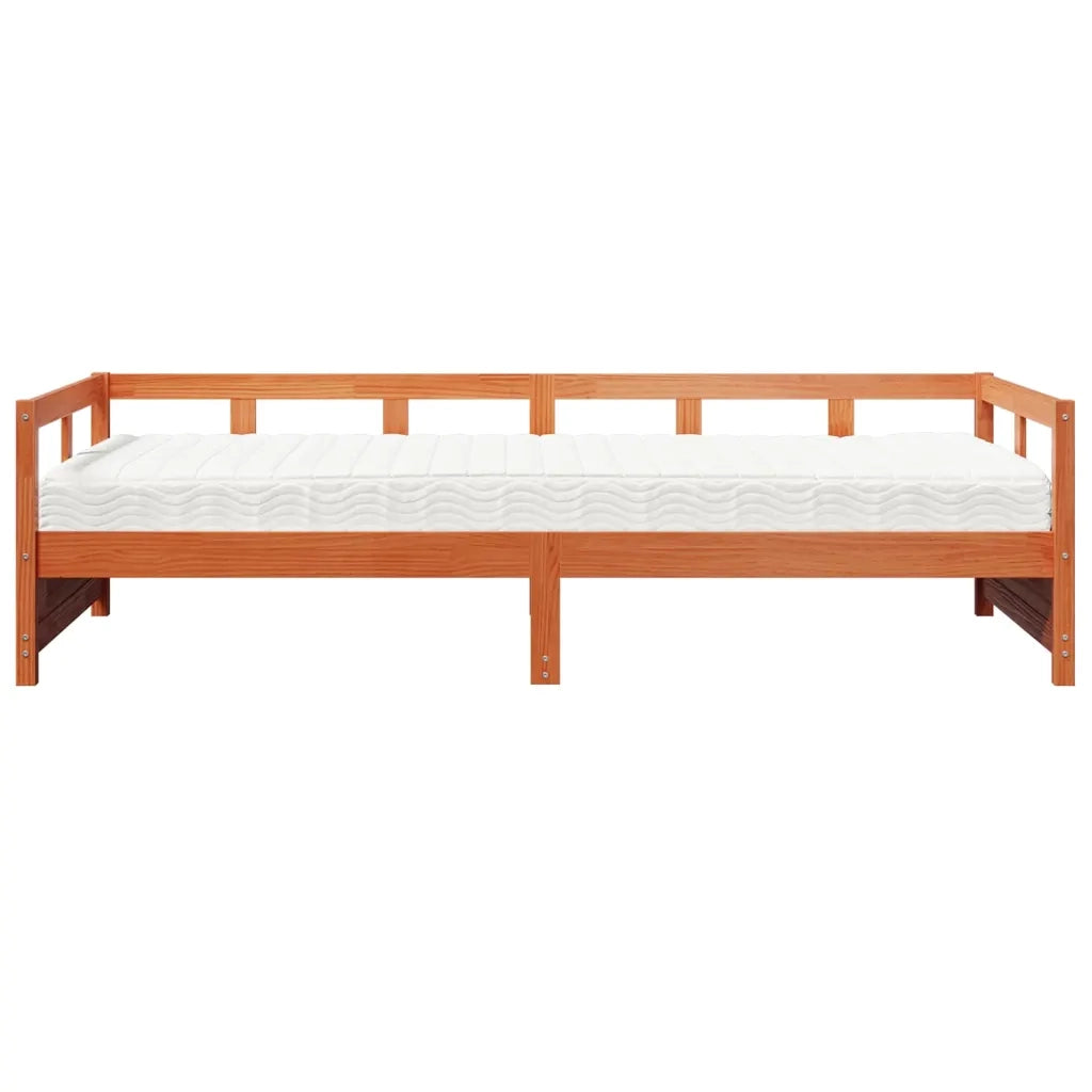 Dormeuse con Materasso Marrone 90x200 cm Legno Massello di Pino