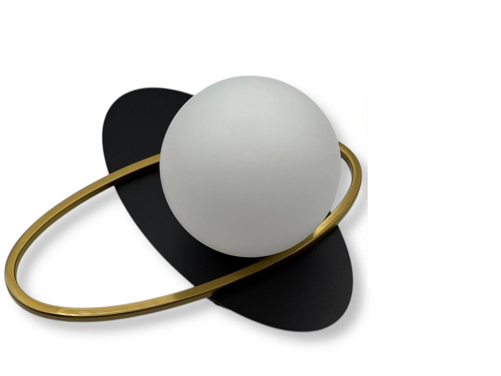Applique LED da Parete G9, Design Moderno Nero e Oro, Sfera Opalina, Luce Diffusa per Camera, Soggiorno, Corridoio, Ingresso, Lampada Decorativa in Metallo Elegante