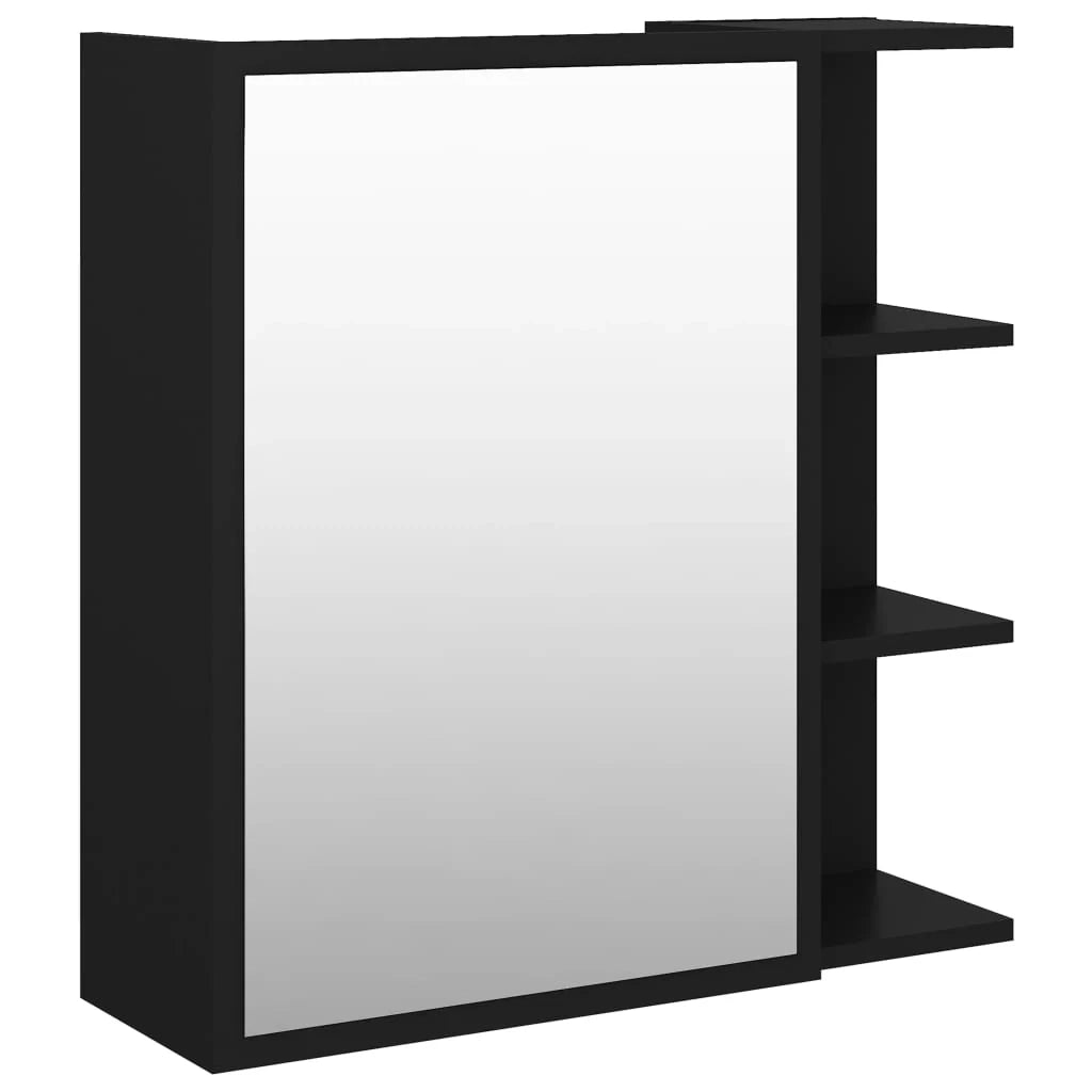 Mobiletto specchio da bagno 62,5 x 20,5 x 64 cm in truciolato nero 02_0006736