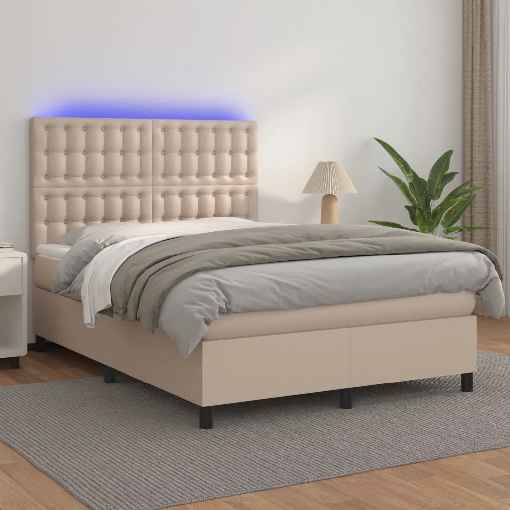 Giroletto Molle Materasso e LED Cappuccino 140x200cm Similpelle cod mxl 59862