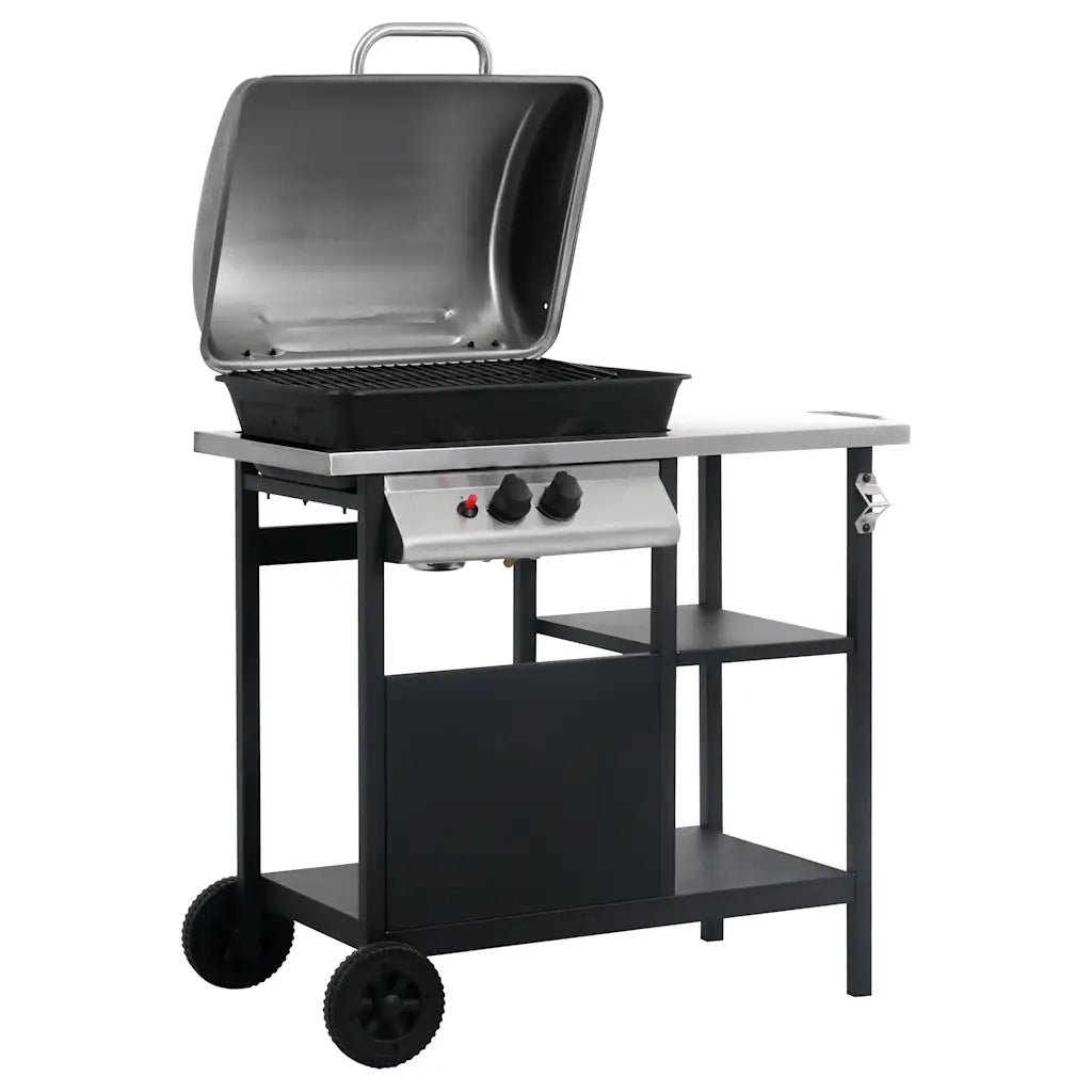 Barbecue e Griglia a Gas a 3 Ripiani Tavolinetto Nero e Argento CFW9574426