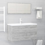 Set Mobili da Bagno 2 pz Grigio Cemento in Legno Multistrato 804849