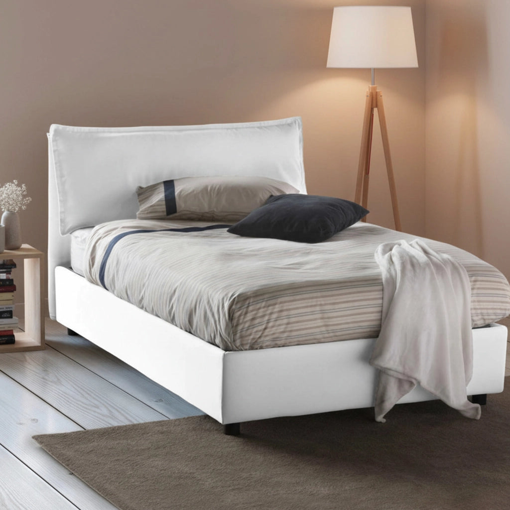 Abbygale, Letto Piazza e Mezza Materasso Incluso Made in Italy, Bianco
