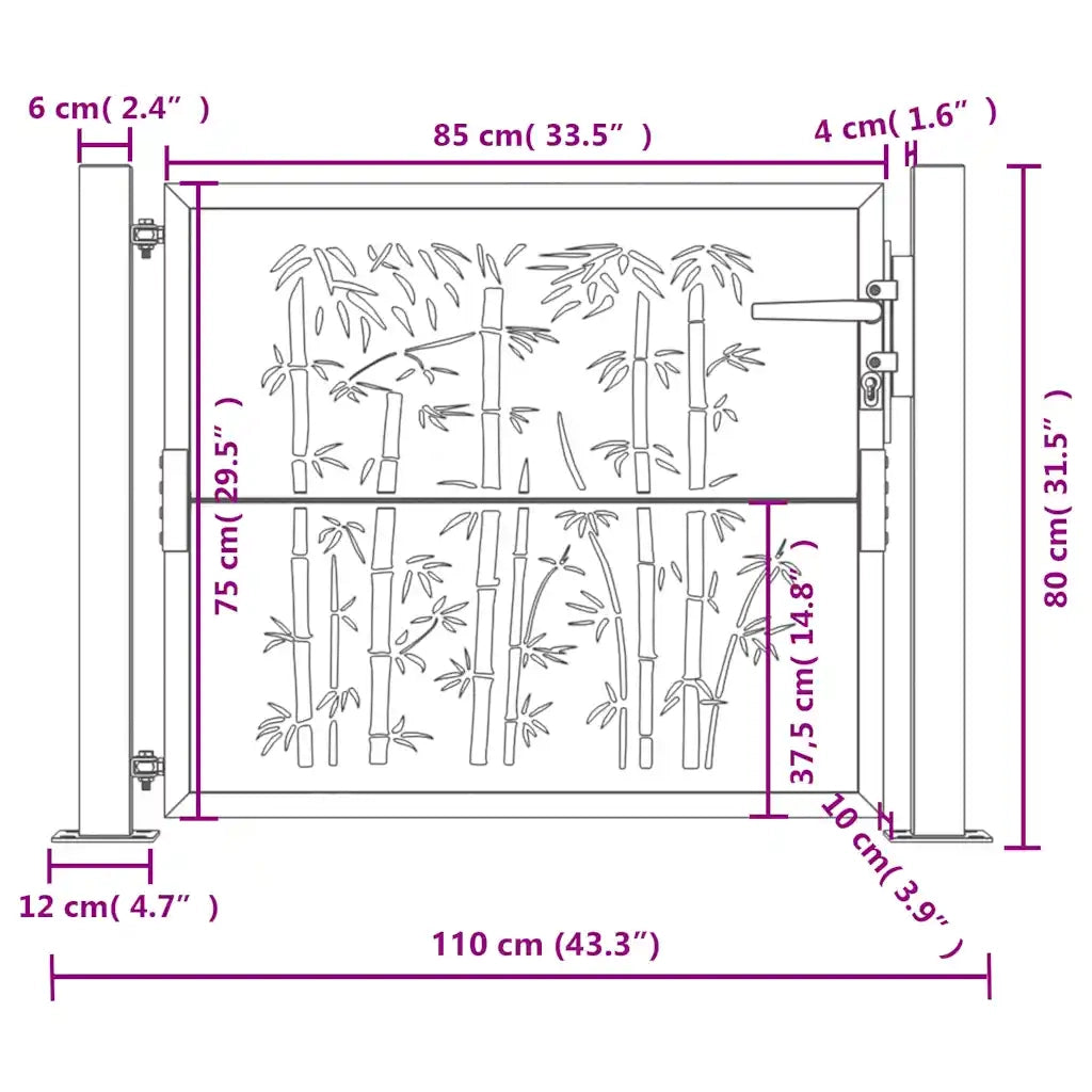 Cancello Giardino Antracite 105x80 cm in Acciaio Design BambÃ¹