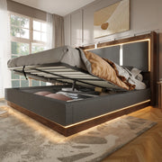 Letto matrimoniale imbottito 180x200 cm con LED e vano contenitore