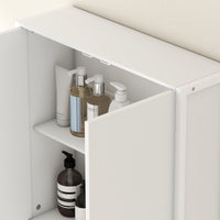 Mobile Bagno Sopra WC e Lavatrice 64x20x180 cm con Armadietto in MDF Bianco