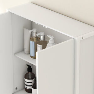 Mobile Bagno Sopra WC e Lavatrice 64x20x180 cm con Armadietto in MDF Bianco