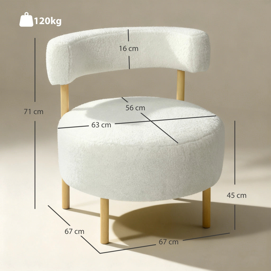 Poltrona in tessuto bouclette ¨C Minimal ¨C 67x67x71cm, crema