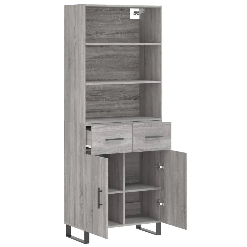 Credenza Grigio Sonoma 69,5x34x180 cm in Legno Multistrato 3200543