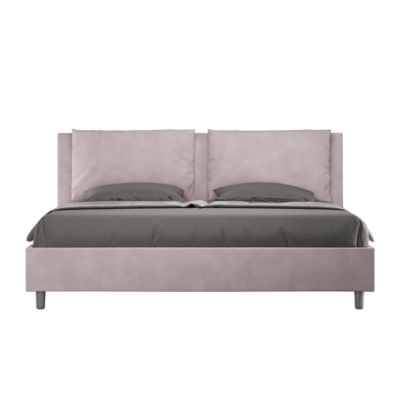Letto imbottito Matrimoniale 180x190 cm Antea - Senza rete,Glicine,Microfibra