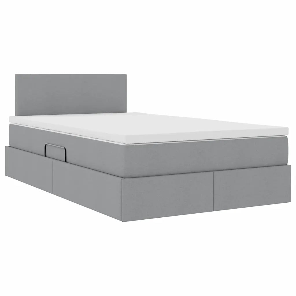 Letto con contenitore LED e materasso Grigio Chiaro