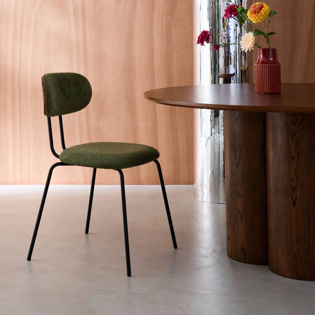 Set 2 sedie in legno tinto noce e tessuto idrorepellente, verde kaki