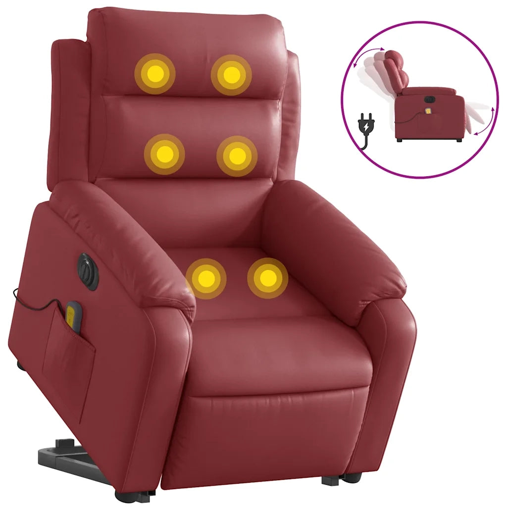 vidaXL Poltrona Alzapersona Reclinabile Rosso Vino in Similpelle