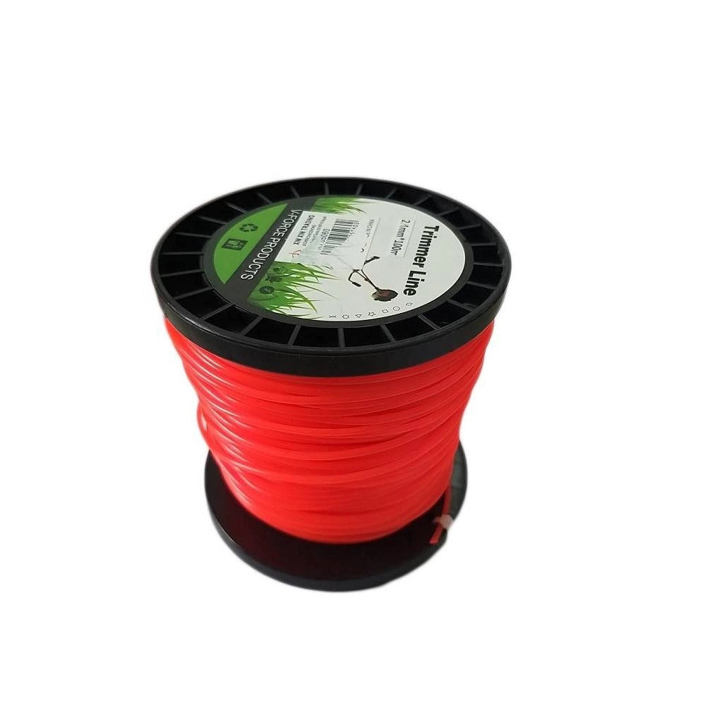 Trade Shop - Filo Per Decespugliatore Tondo 2,4mm Bobina 100mt Tagliaerba Cavo Matassa Rosso -