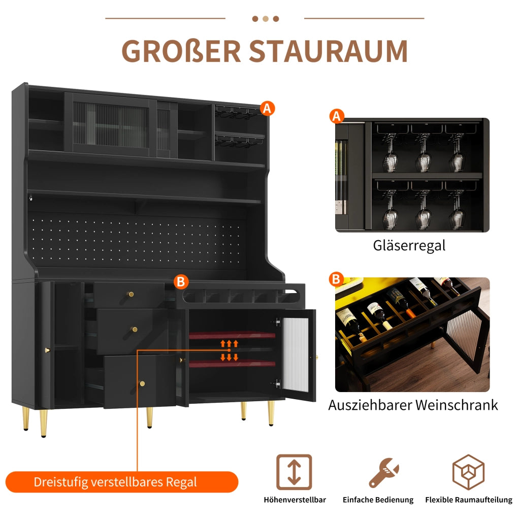 ARMADIO Alto 145x39x171 cm Nero con illuminazione LED