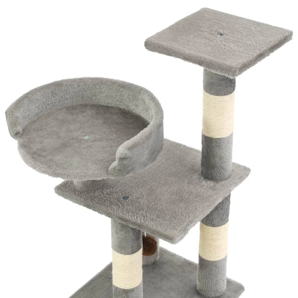 Tiragraffi albero per gatti cuccia per gatti peluche in sisal 65 cm grigio 3702042