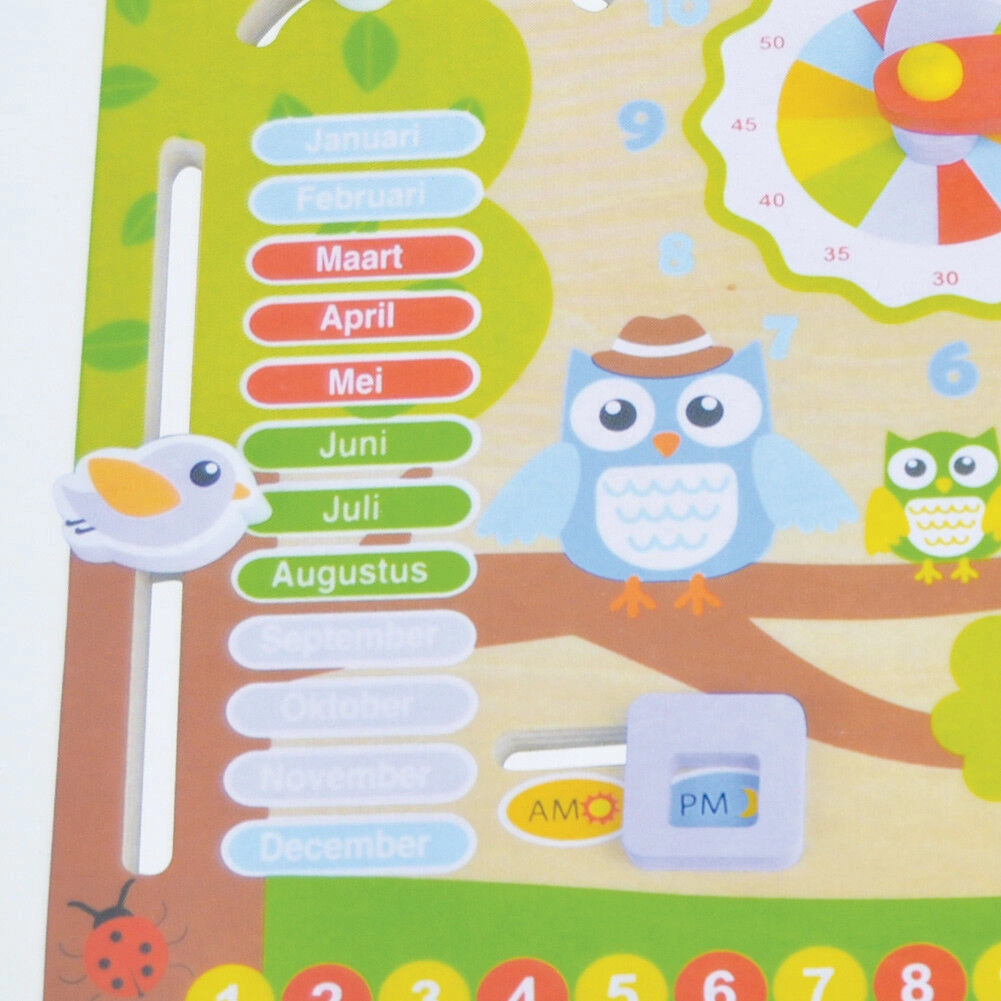 Calendario Orologio Giocattolo per Bambini Gufetti in Legno Giochi Educativi