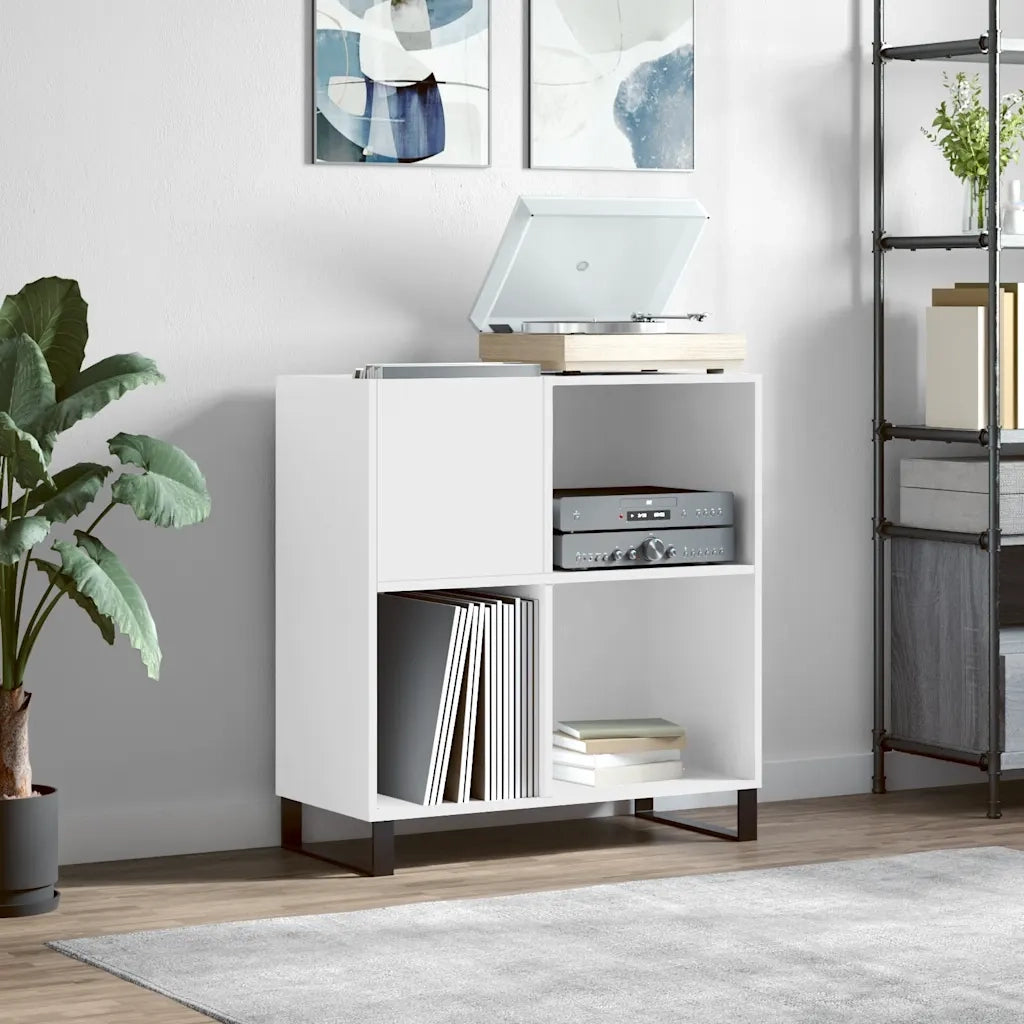 Mobile Porta Dischi Bianco 84,5x38x89 cm in Legno Multistrato 831780