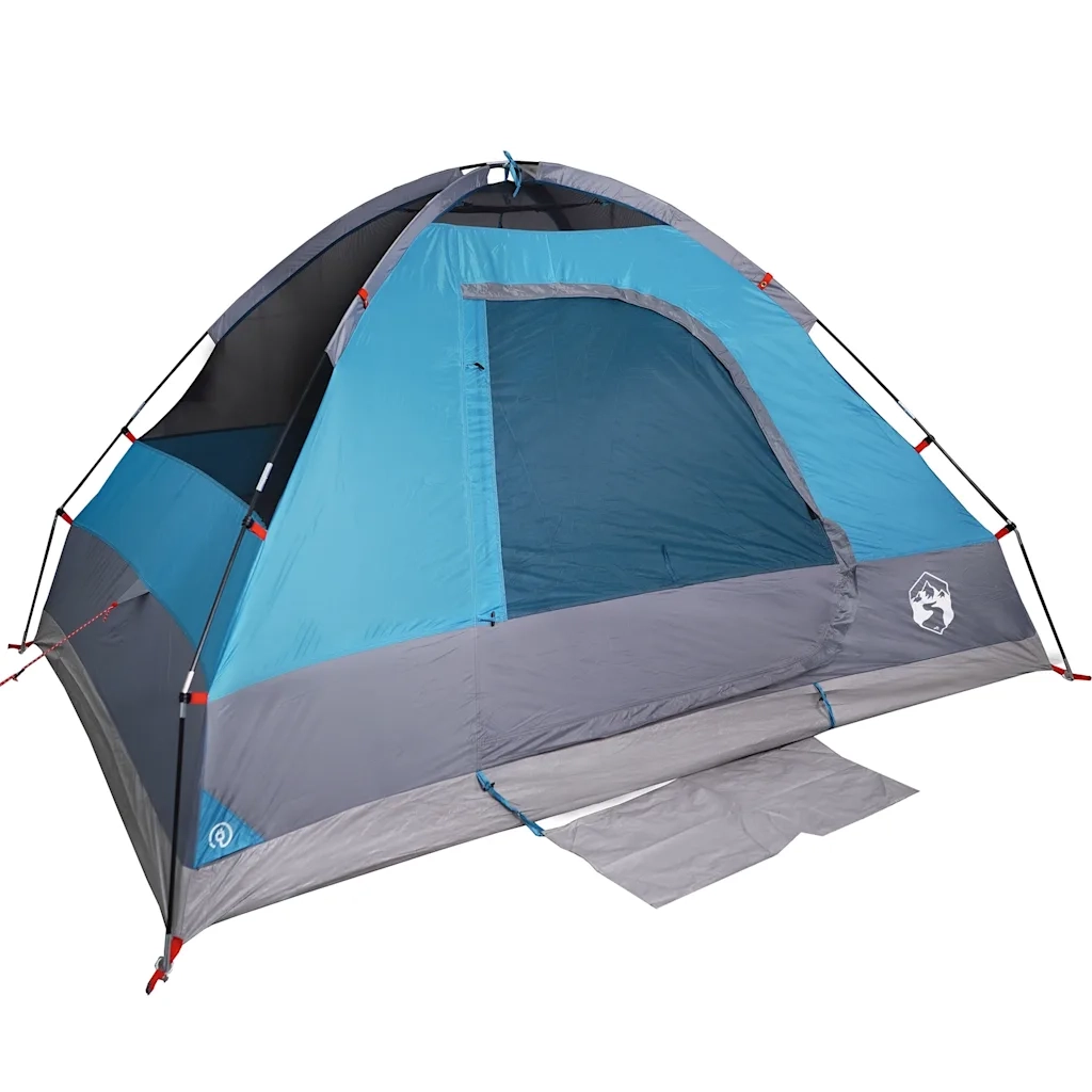 Tenda da Campeggio a Cupola per 4 Persone Blu Impermeabile