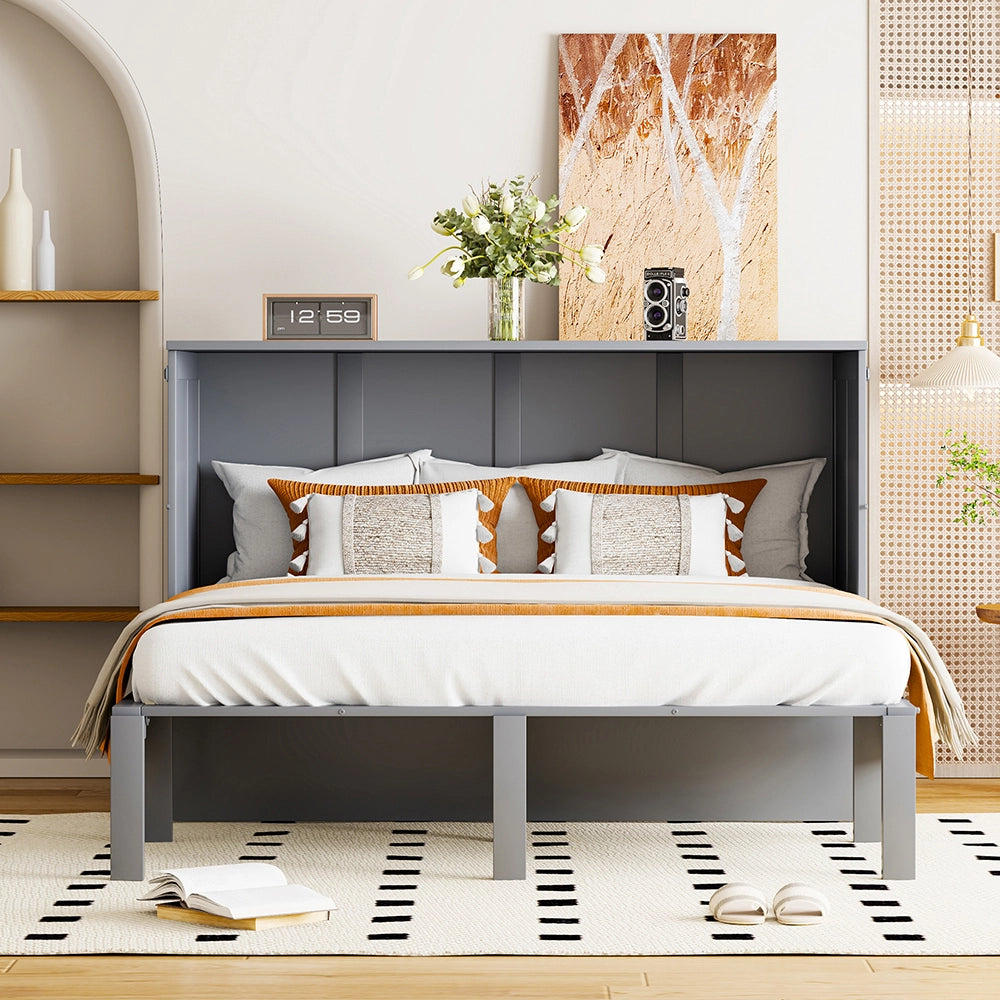 Letto a muro per bambini - Xylo - 140x200 cm - Grigio - Verticale