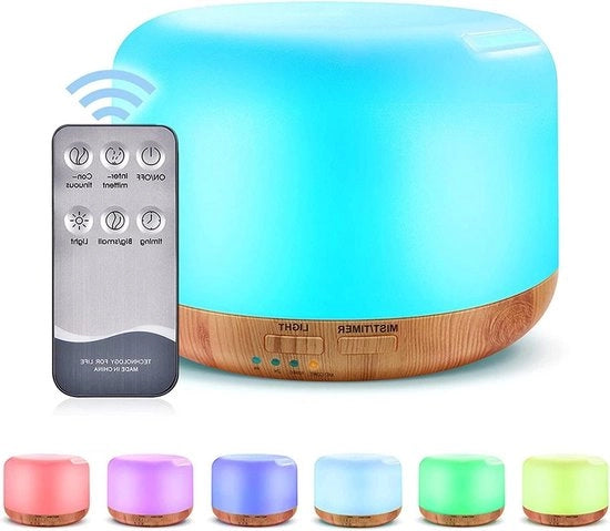 Diffusore di Aria Ultrasonico Silenzioso con Aromatizzazione - Lampada da Diffusione Profumo in Legno con LED - per Ufficio e Camera da Letto - Diffusore per Aromaterapia