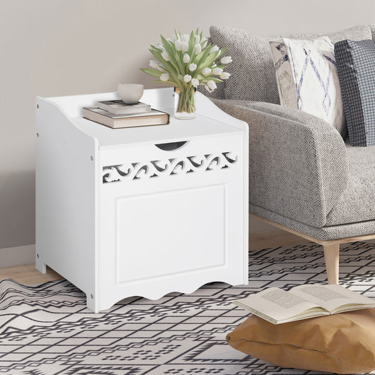 Mobiletto Bagno Portabiancheria in Legno 55x34x58 cm  Floreale Bianco