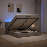 Letto Ottomano con Materasso e LED Tortora 200 x 200 cm Tessuto 3457020