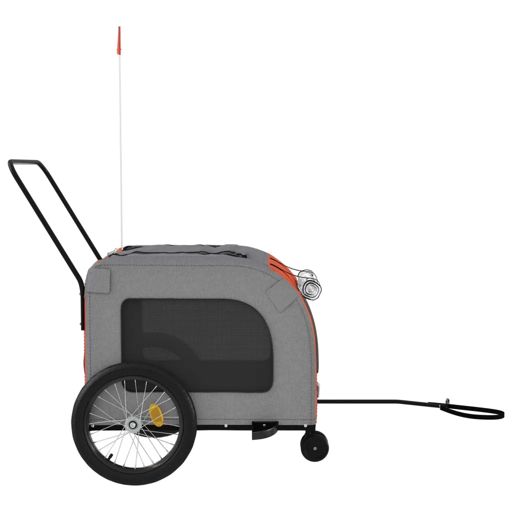Rimorchio da Bici per Animali Arancione e Grigio Oxford e Ferro 93858