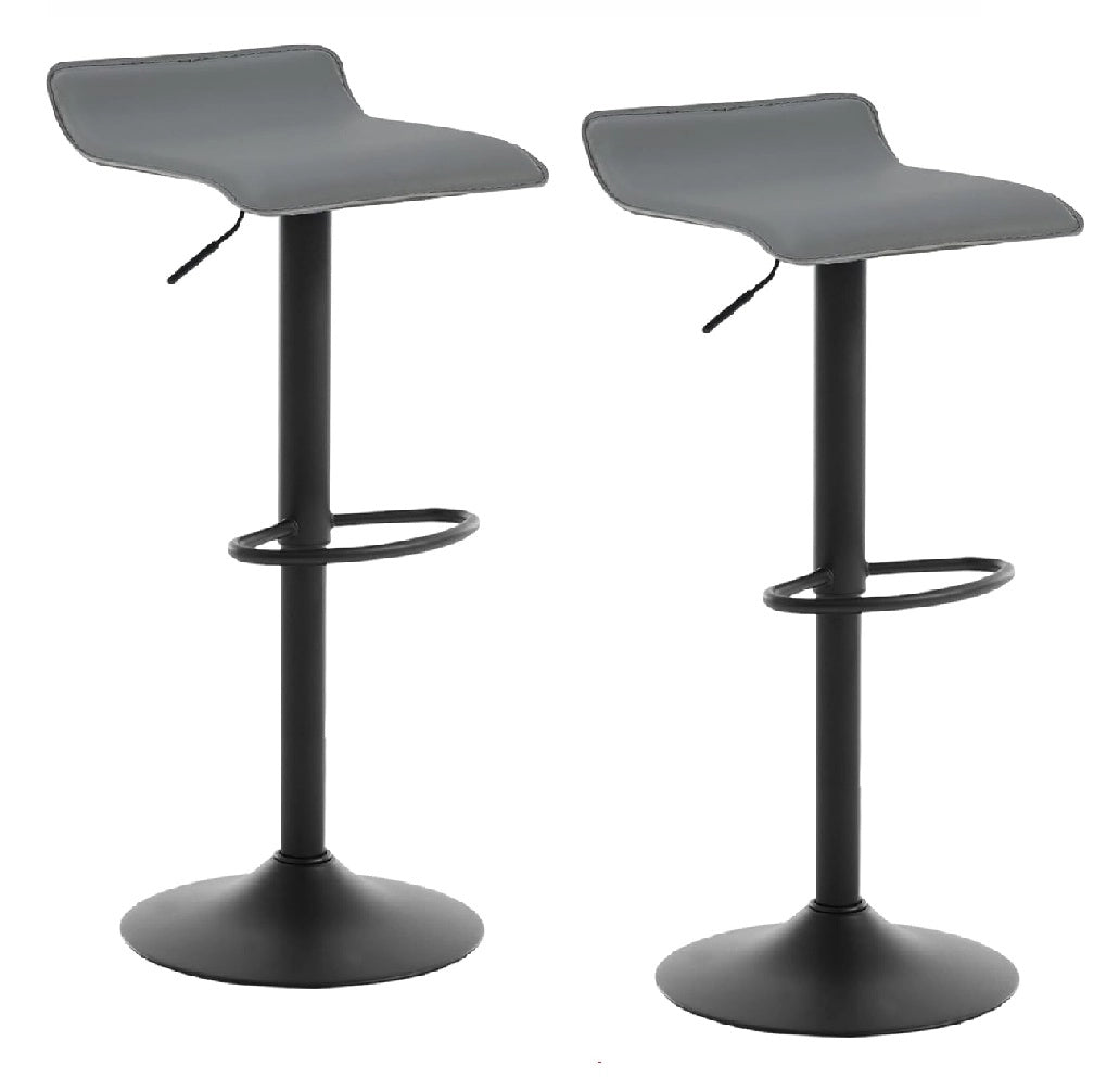 Coppia Sgabelli Cucina Bar Bistrot, Pelle Ecologica Imbottita Poggiapiedi Nero Grigio