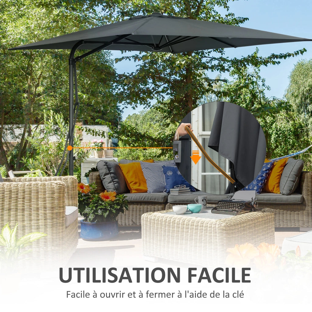 Ombrellone Quadrato Giardino ¨C zephmum ¨C 2.5x2.5m Grigio Scuro Base Incrociata