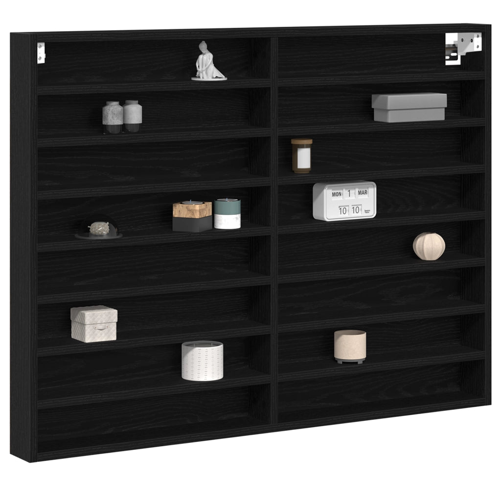 Vetrina Nero Rovere 100x8,5x75 cm Legno ingegnerizzato