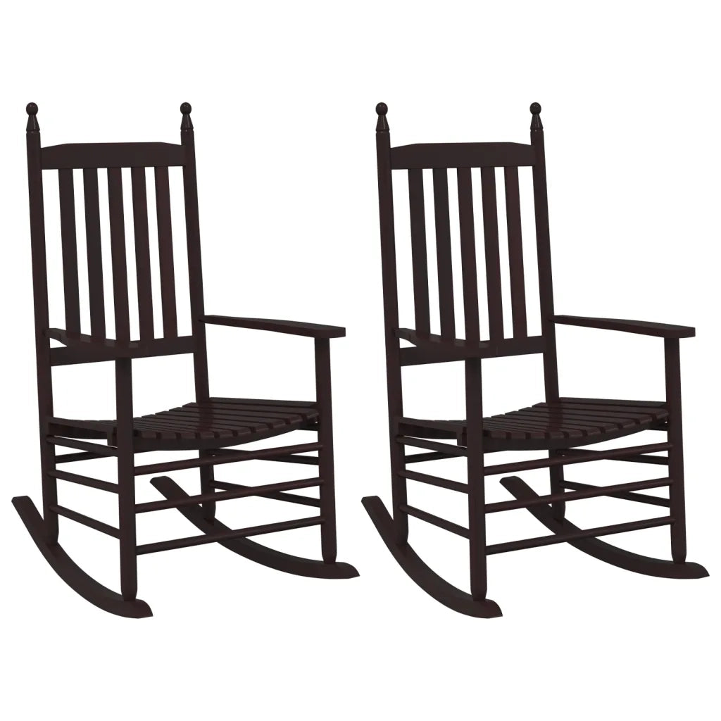 Sedie a Dondolo Sedute Curve 2 pz Marroni Legno Massello Pioppo 3281587